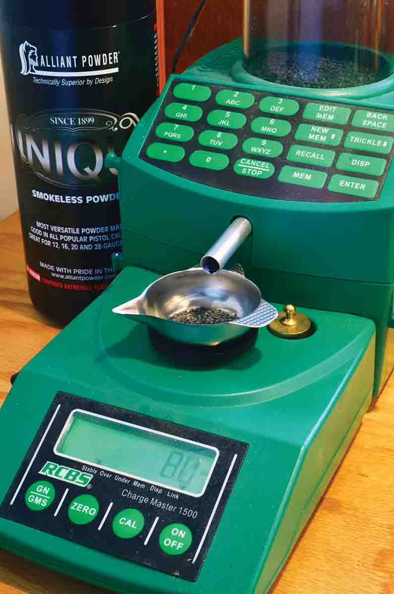 Although Unique meters with some slight inconsistency through powder measures that throw a charge, it works very well with an electronic scale and dispenser such as this RCBS Charge Master.